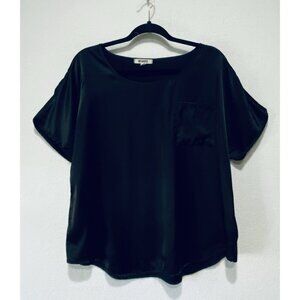 BB Dakota Top Womens XL Black Satin Short Sleeve Flowy Lounge Whimsigoth Boho